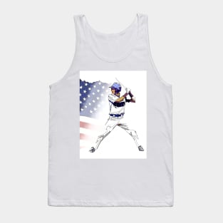 Batter Up! - Baseball Player and USA Flag Tank Top